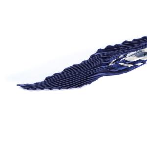 HERMES カレプリセ ECURIES プリーツスカーフ シルク 総柄 紺 白