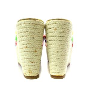 Christian Louboutin CREPON 100 RIBBON サンダル ウエッジソール エスパドリーユ 24cm マルチカラー