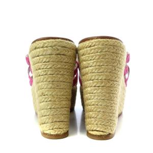 Christian Louboutin CREPON 100 RIBBON サンダル ウエッジソール 24cm ピンク