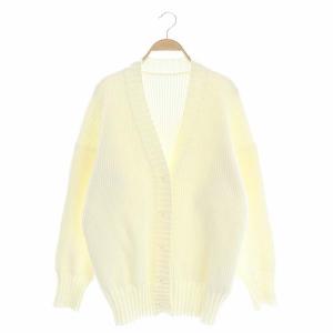 22SS ソフトコアヤーンVネックカーディガン ニット 長袖 フェイクパールボタン オフホワイト