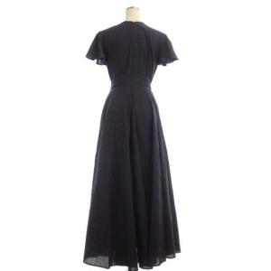 MARIHA マドモアゼルのドレス ワンピース ロング ドット 半袖 リボンベルト ネイビー