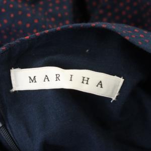 MARIHA マドモアゼルのドレス ワンピース ロング ドット 半袖 リボンベルト ネイビー