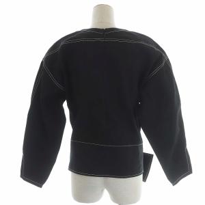 3.1 phillip lim ステッチワークセットアップ 上下 ブラウス 長袖 ベルト付き 台形スカート 0 ブラック ホワイト