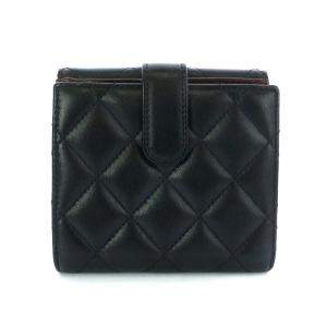 CHANEL マトラッセ 財布 二つ折り ココマーク ダブルホック ラムスキン ブラック 16番台