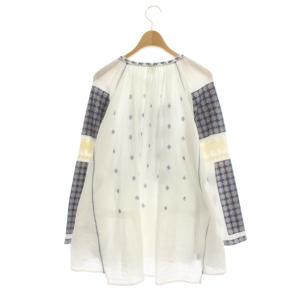 Ron Herman Mandala Embroidery Blouse ブラウス 刺繍 長袖 ワイドスリーブ XS 白 青 ホワイト ブルー