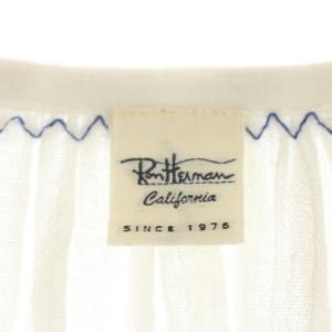 Ron Herman Mandala Embroidery Blouse ブラウス 刺繍 長袖 ワイドスリーブ XS 白 青 ホワイト ブルー