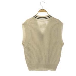 MHL. WOOL COTTON ニットベスト Vネック プルオーバー 2 生成り