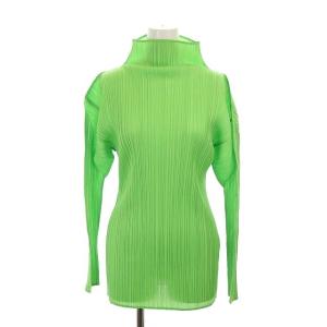 プリーツハイネック カットソー M 黄緑