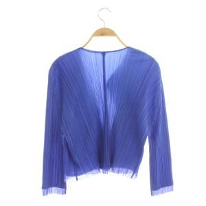 PLEATS PLEASE ISSEY MIYAKE イッセイミヤケ レイヤードカーディガン プリーツ バイカラー 1B 九分袖 4 ブルー