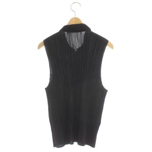 PLEATS PLEASE ISSEY MIYAKE イッセイミヤケ プリーツ ダブルジップベスト 襟付き 3 ブラック