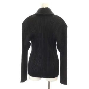 PLEATS PLEASE ISSEY MIYAKE イッセイミヤケ プリーツ ショールカラージャケット 薄手 4 黒 ブラック
