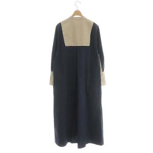 ADORE 22SS コットン シャツワンピース 長袖 ロング 前開き 38  ライトベージュ ネイビー