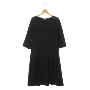 MARGARET HOWELL ショルダーボタン フランネル ブラックドレス ロング ミモレ丈 2 ブラック