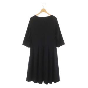 MARGARET HOWELL ショルダーボタン フランネル ブラックドレス ロング ミモレ丈 2 ブラック