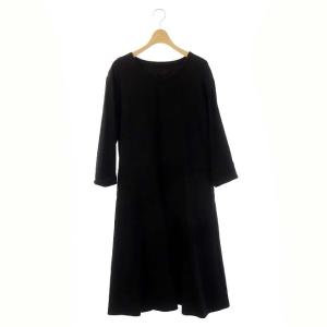ウール フレア ワンピース ロング 九分袖 2 ブラック