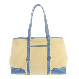 PRADA トートバッグ キャンバス レザー ベージュ