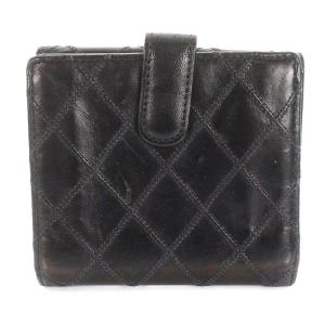 CHANEL ビコローレ  財布 二つ折り キルティング レザー ブラック