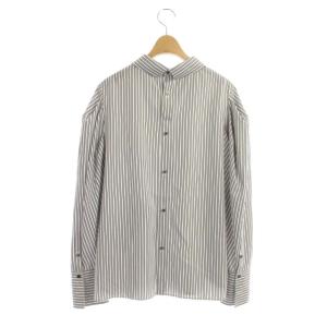 ADORE 21AW ダブルストライブブラウス シャツ 長袖 バックボタン 38 ブラック ホワイト