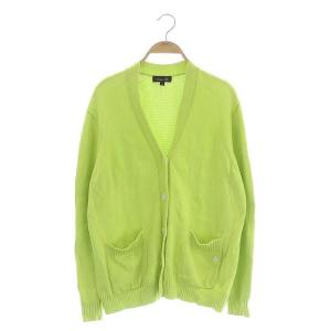 7Gコットン天竺Vネックカーディガン ニット 長袖 前開き 2 イエローグリーン