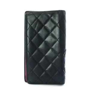 CHANEL ヴィンテージ カンボンライン マトラッセ ココマーク 長財布 二つ折り 黒 11番台