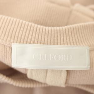 CELFORD 21年モデルバイカラーニットワンピース ひざ丈 長袖 36 ピンク ベージュ