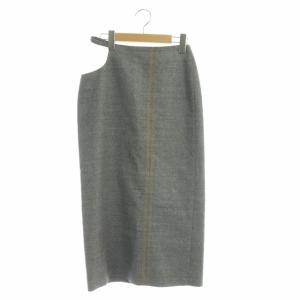 ウエストカットデザインタイトスカート ロング ウール 36 黒 白 ベージュ S51MA0322