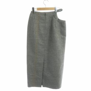 Martin Margiela 4 ウエストカットデザインタイトスカート ロング ウール 36 黒 白 ベージュ S51MA0322