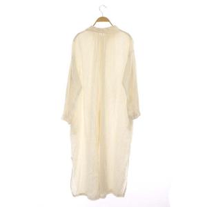 nest Robe 重ね襟シャツワンピース ロング 長袖 前開き リネン サイドスリット F アイボリー