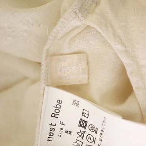 nest Robe 重ね襟シャツワンピース ロング 長袖 前開き リネン サイドスリット F アイボリー
