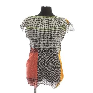 総柄 オフショルダー プリーツ トップス カットソー フレンチスリーブ 2 マルチカラー