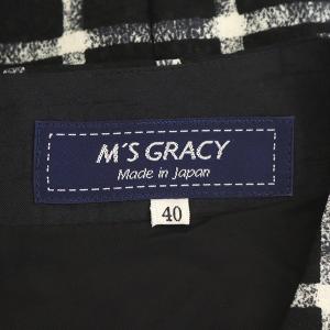 M'S GRACY ボックスプリーツワンピース リボン チェック 40 ブラック