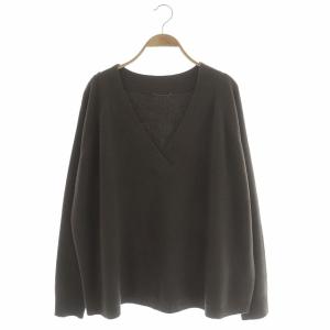 20AW ミドルゲージVプルオーバーニット セーター 長袖 ウール カシミヤ混 ブラウン