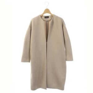ノーカラーコート ロング 36 ライトグレージュ