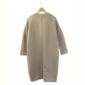 BARNEYS NEW YORK ノーカラーコート ロング 36 ライトグレージュ