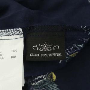 GRACE CONTINENTAL 20SS フラワー刺繍シャツワンピース ロング 七分袖 36 紺 ネイビー