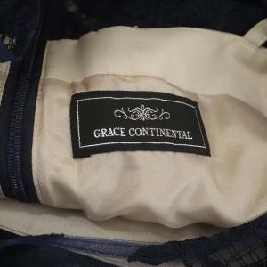 GRACE CONTINENTAL トリミングレースワンピース ノースリーブ ロング フレア 38 ネイビー