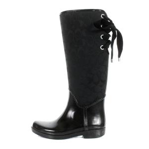 COACH レインブーツ ロングブーツ シグネチャー 6 23cm ブラック