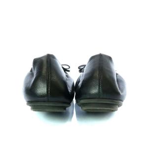 Salvatore Ferragamo バレエシューズ パンプス フラット ヴァラ リボンモチーフ レザー 25cm ブラック