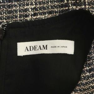 ADEAM 41191 ツイードワンピース ノースリーブ ミモレ丈 フレア 0 黒 ピンク 白 紺