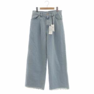 デニムパンツ ワイド バギー カットオフ 38 ライトブルー