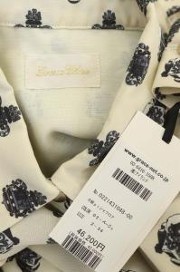 Grace Class 21AW 小紋プリントシャツワンピース 長袖 ロング フレア 36 ライトベージュ ブラック