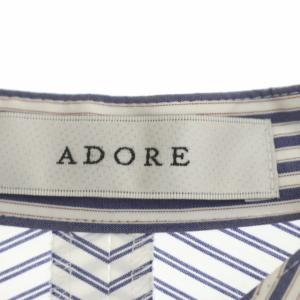ADORE コットンナイロンストレッチブラウス フィッシュテール 38ブルー ホワイト