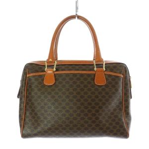 CELINE ヴィンテージ ハンドバッグ マカダム PVC レザー 茶