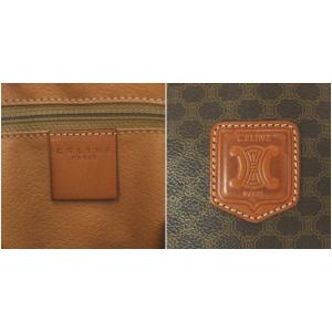 CELINE ヴィンテージ ハンドバッグ マカダム PVC レザー 茶