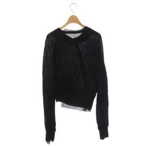 sacai アシンメトリーハイゲージニットカーディガン 長袖 前開き デザイン 3 黒 ブラック