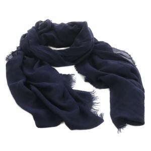 ストール レーヨン カシミヤ混 フリンジ ネイビー