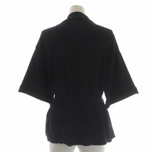 TAN ウールリネンジャケット 半袖 テーラード 黒 ブラック