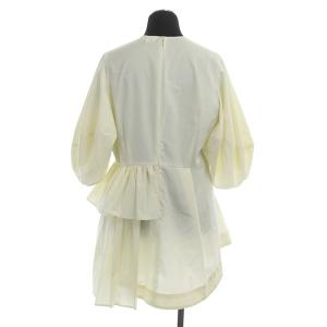 ENFOLD 22SS パフスリーブ プリーツ フリル デザインブラウス 五分袖 プルオーバー 38 アイボリー