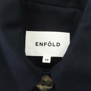 ENFOLD 22SS バーズアイオックスクロップドジャケット 38 ネイビー