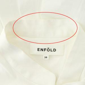 ENFOLD 22SS SOMELOSフリルオーバーブラウス 長袖 ロング バンドカラー 38 ホワイト